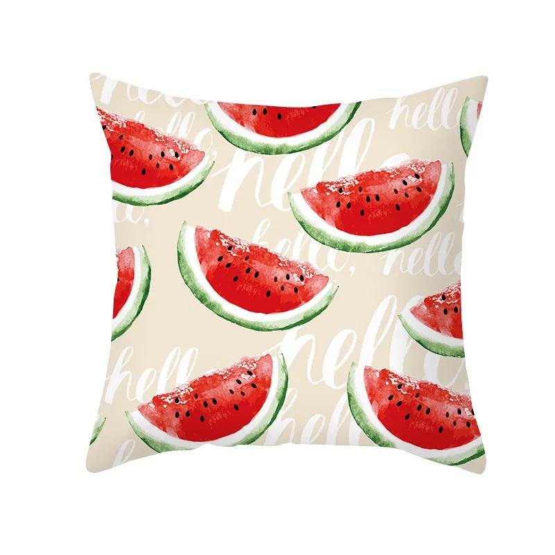 Summer Fruit Cushion Cover 45X45 Lemon Orange Strawberry Watermelon Decorative Pillowcase Polyester Sofa Cushions Home Decor