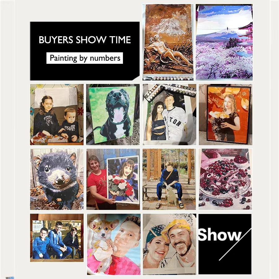 Раскраска по номерам 24 цвета Фото на заказ DIY Масляная живопись по номерам Картина Холст Портрет Семейный подарок