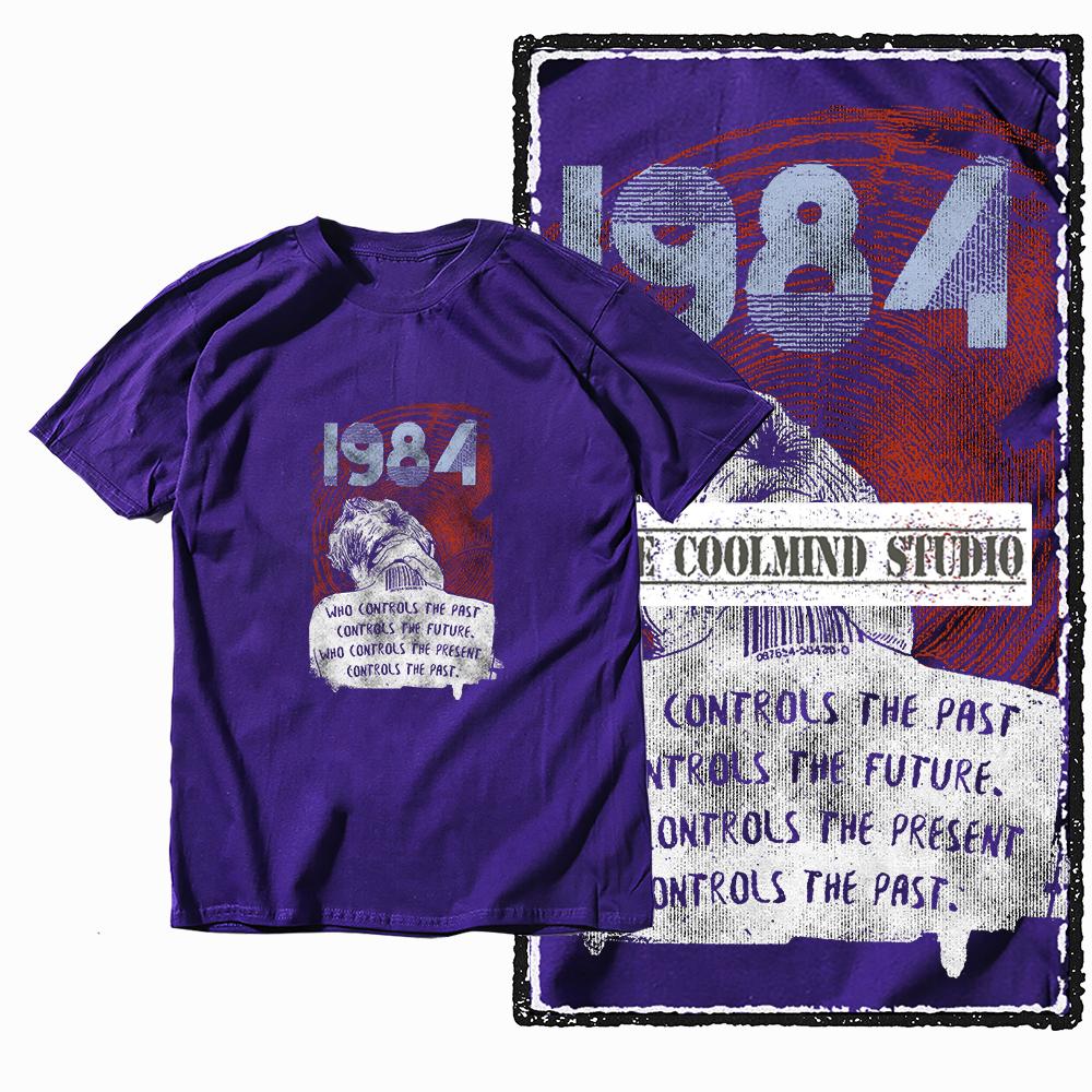 Coolmind X0019 Хлопок большой размер принт 1984 эксклюзивная графика унисекс футболка свободная с круглым вырезом унисекс футболка повседневная футболка для унисекс футболок