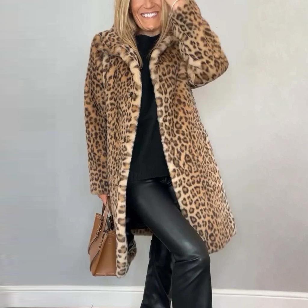 Женское модное однотонное плюшевое пальто средней длины с лацканами