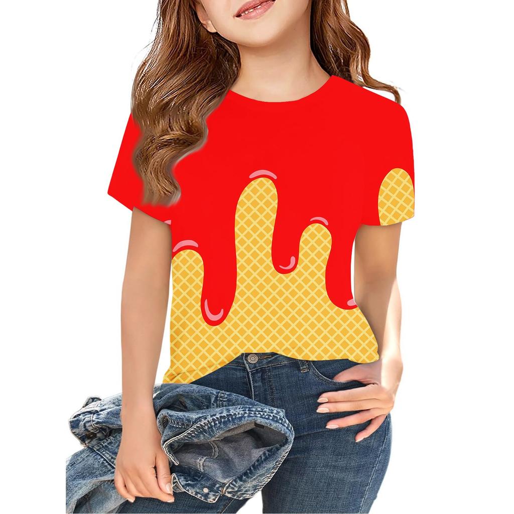 Toddler Girl Boy T-Shirts Kids Top Boys And Girls Printed Short Sleeved T-shirt 2-12Y