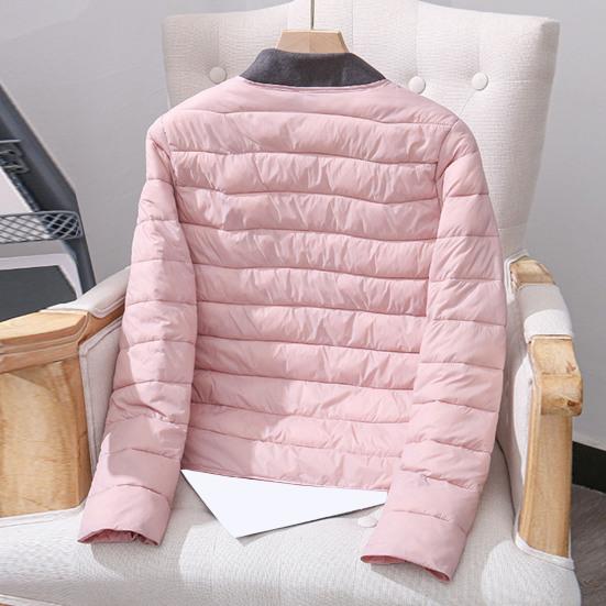 Women Cotton Jacket Solid Color Padded Single-breasted Soft Long Sleeve Cardigan Warm Lightweight Cold Resistant Lady Down Coat