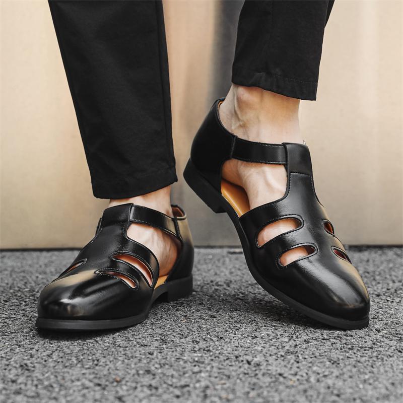 Модные летние мужские сандалии Модный минималистичный дышащий стиль Отдых на природе Вечеринка Повседневная офисная молодежная римская обувь Размер-46