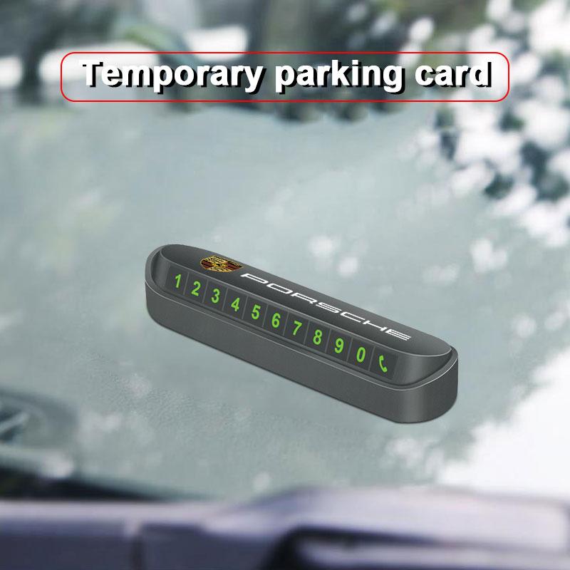 1Pcs Car Temporary Parking Card Phone Number Card Plate Sticker For Porsche Boxster Cayenne Panamera Macan Cayman 911 918 996 917 991