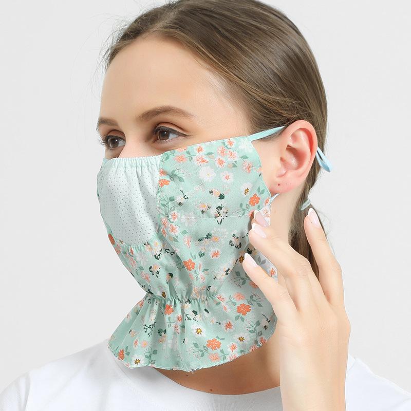 Солнцезащитная хлопковая цветочная маска для велоспорта для женщин, дышащая маска для шеи, вуаль, маска