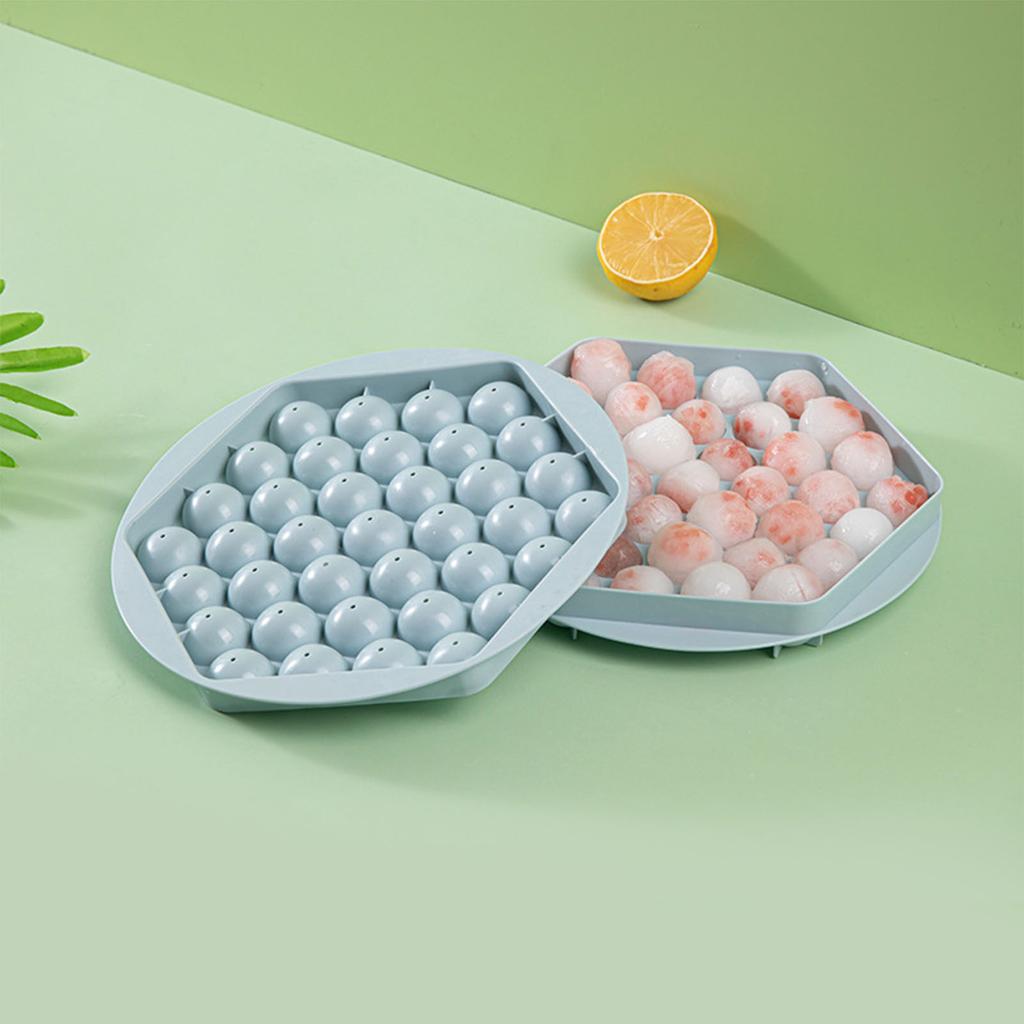 Round Ice Cube Tray 37 Grids Versatile Space Saving Small Ice Ball Maker Mold with Lid for Drink
