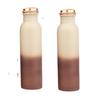 Pure Copper Water Bottle 950 ML - Jointless, Leakproof, Double Printed Design Best Gifts for Family and Friends| Cream & Brown - Set of 2