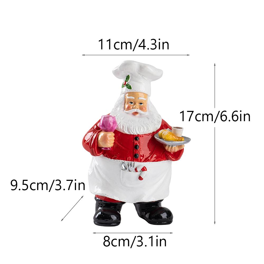 Santa Chef Statue Christmas Kitchen Ornament Resin Sculpture for Holiday Decor Funny Xmas Gift Festive Home Tabletop Decoration