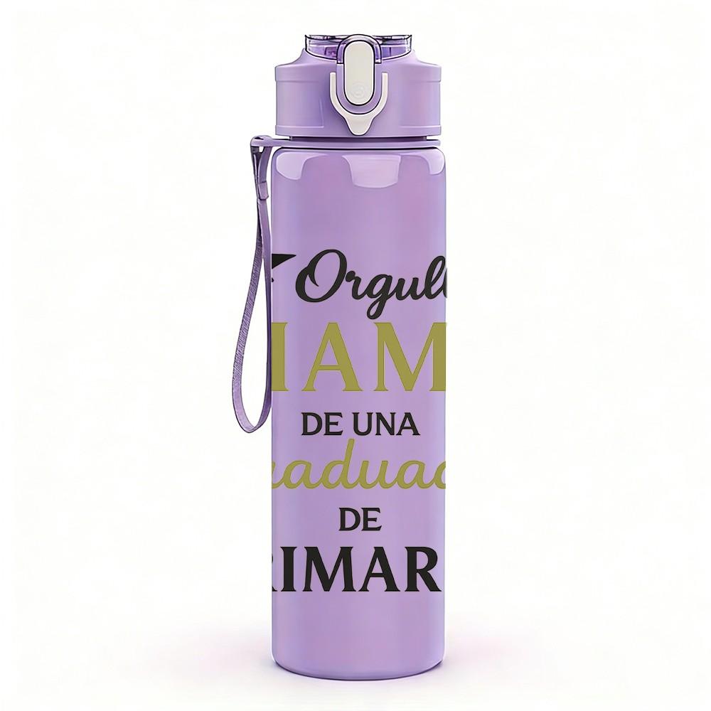 1PC Orgullosa Mama Graduada 750ml Color Plastic Sports Water Bottle Leakproof Flip Straw Lid Suitable for Sports Office Home Use