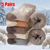 5Pairs New Winter Thicken Wool Women Socks Warm Snow Socks Against Cold Middle Tube Outdoor Socks Christmas Gift Size 35-42