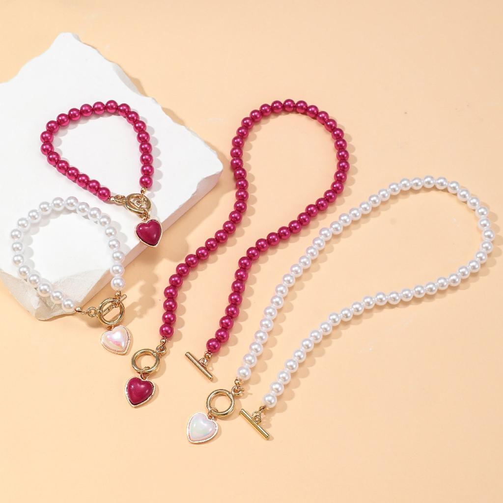 Стильное Жемчужное Ожерелье Элегантные Украшения Элегантный Браслет из Бусин Регулируемое Ожерелье Текстура Имитации Жемчуга для Ежедневного Ношения