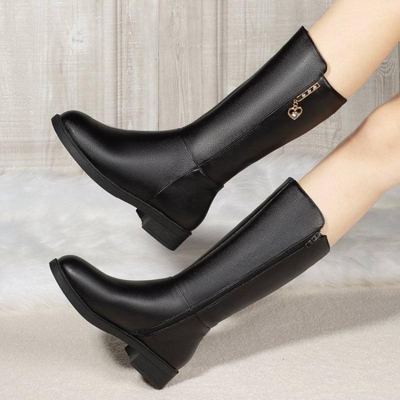 Обувь полувысокие женские сапоги элегантные на низком каблуке туфли для женщин средней икры со стразами шикарные точки горячая цена демисезонные горячие