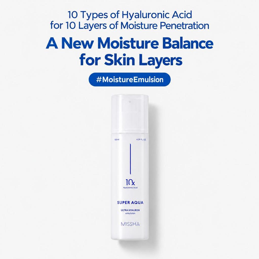 MISSHA Super Aqua Ultra Hyalron Emulsion 130ml (3 Options)