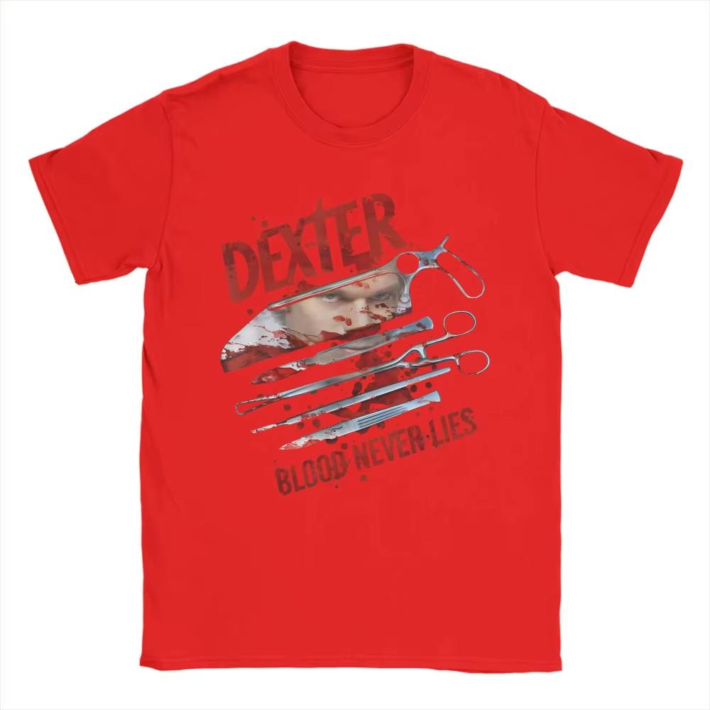 2026 new Blood Never Lies Dexter Morgan Horror Movie Fun Cotton Tee Shirt Round Neck Short Sleeve UnisexT Shirt Plus Size Clothing