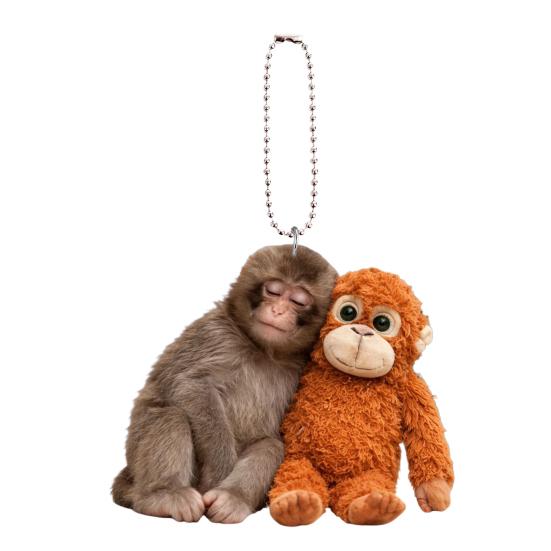 Брелок Обезьянка 2D Акриловая Милая Обезьянка Держит Плюшевую Игрушку Подвеска для Рюкзака Сумки Ключей от Машины Аксессуар