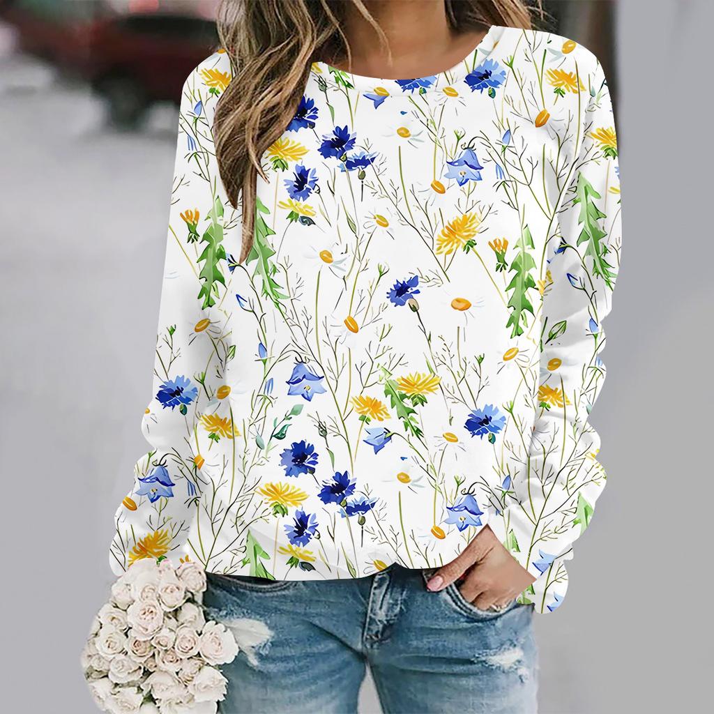 2025 Plus Size Autumn and Winter New Fashion Round Neck Long Sleeve Printed Elegant Casual Loose Hoodie