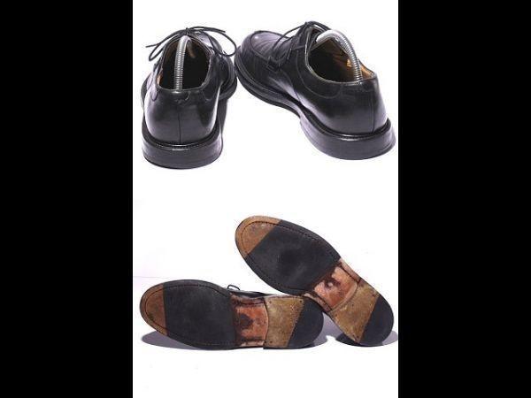 Винтажная бирка до 90-х/Сделано в Испании/Mezlan/Туфли с U-образным мысом из премиальной кожи/9M/26.5-27.0/Черные/(ИСПОЛЬЗОВАЛ)