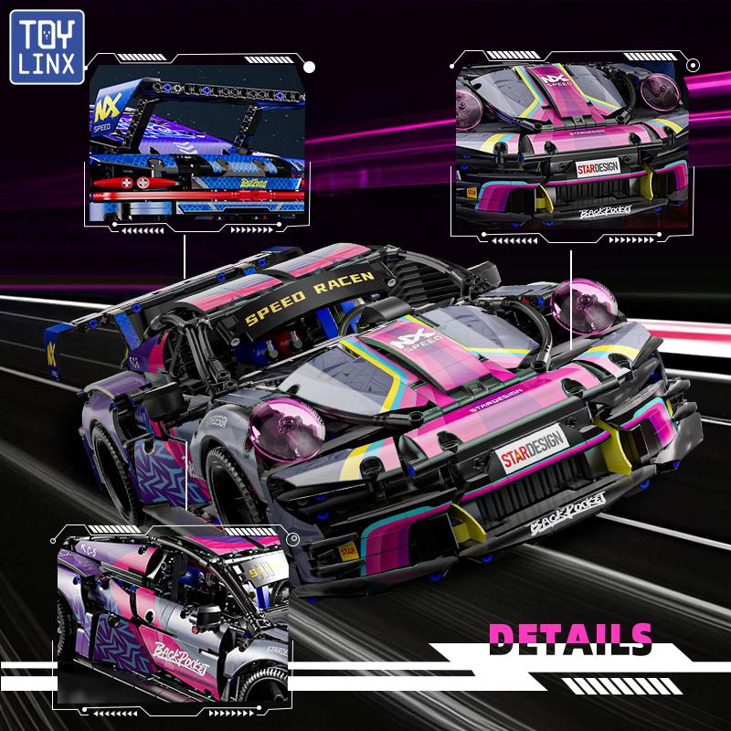 1611 шт. Наборы строительных блоков спортивного автомобиля для взрослых,1:10 Коллекционные Модели Масштаб Инженерные Игрушки Подарки для Мальчиков Машина без Коробки