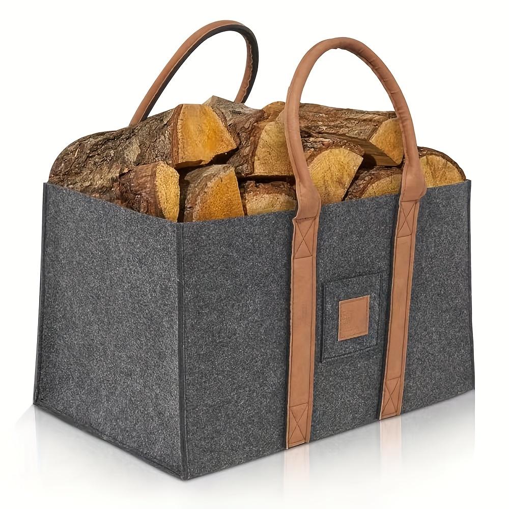Felt Firewood Bag for Camping-Multi-Functional Large Capacity Storage Pouch Outdoor Dirty Clothes Organizer Portable Log Carrier