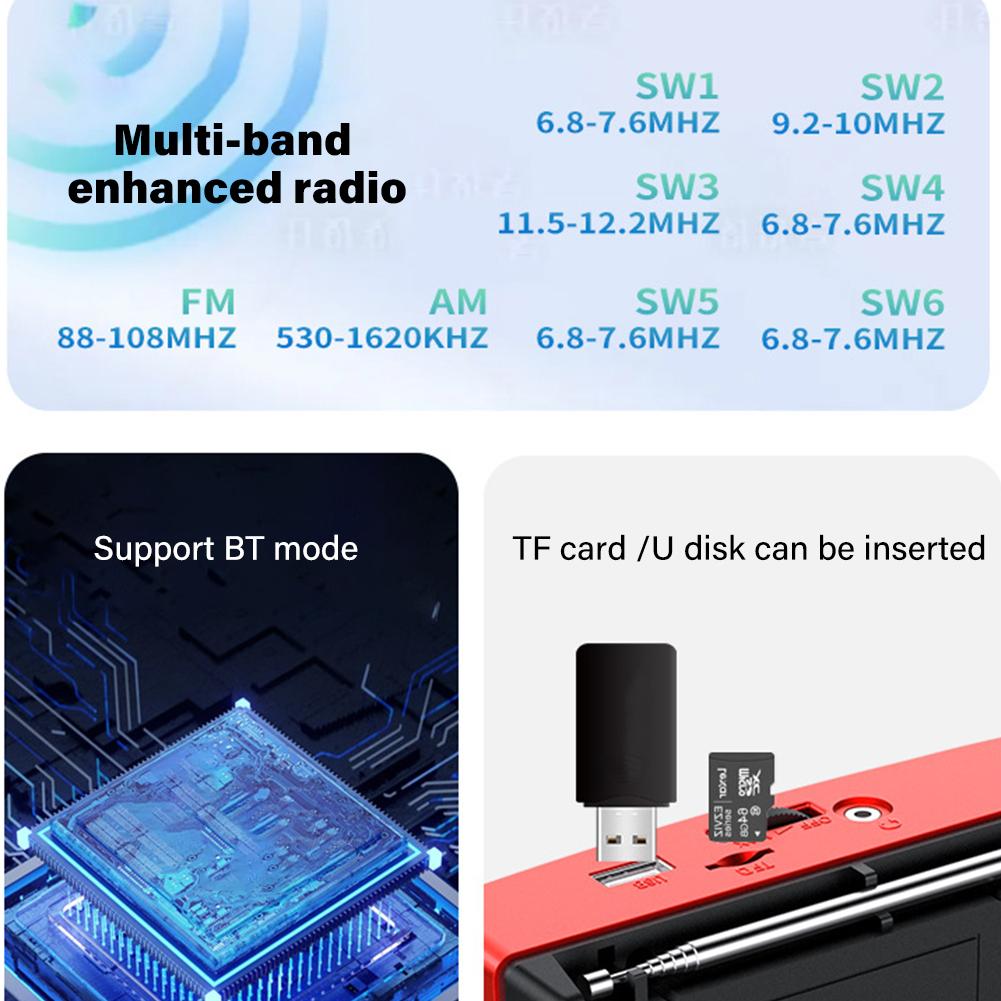 FM/AM/SW полнодиапазонный портативный радиоприемник на батарейках мини-радиоприемник с поддержкой Bluetooth вещательный проигрыватель радио для пожилых людей