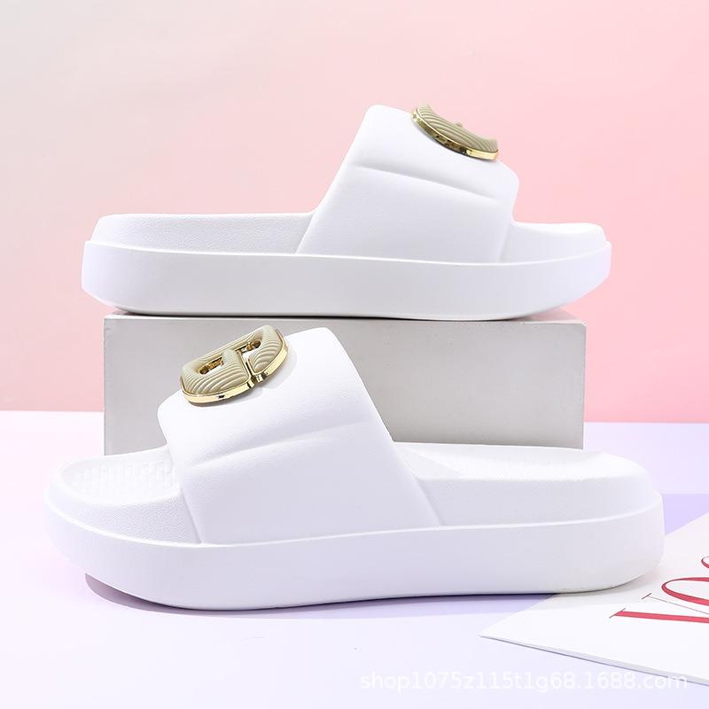 Summer New Simple Outdoor Women's Comfortable Thick-bottomed Indoor Non-slip One-word Slippers