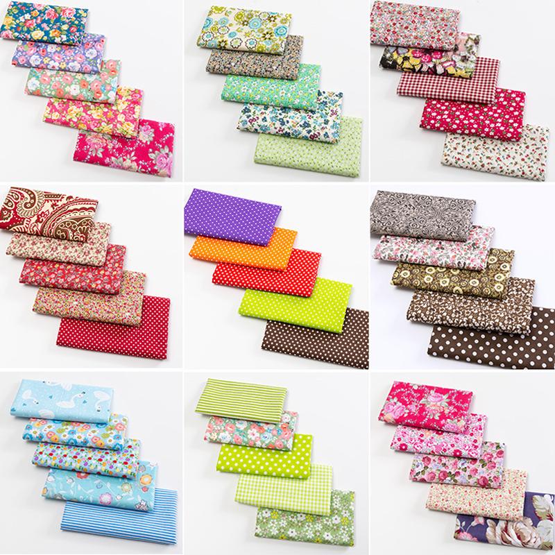5pcs / Lot Printed Patchwork Cotton Fabric Doll Handmade Accessories Floral Fabrics for DIY