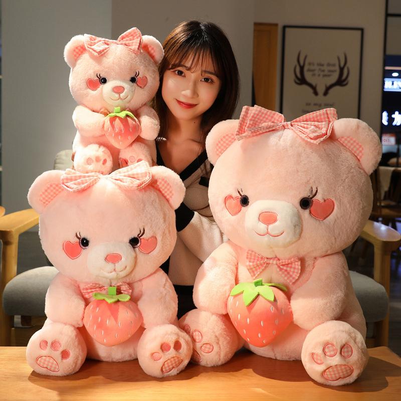 35-55 Cm Bear Stuffed Doll Plush Strawberry Bear Toy Animal Soft Plushie Pillow Cushion Kids Baby Comforting Gift