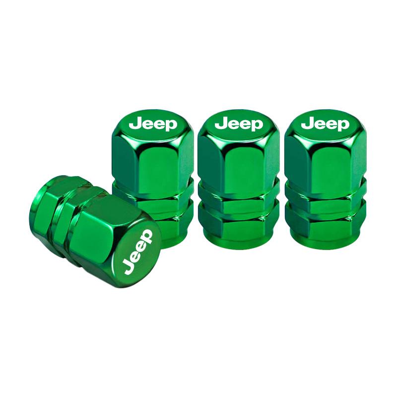 For Jeep 4Pcs Aluminum Alloy Car Tire Valve Cap Dust Cover Accessories For Jeep Grand Cherokee Wrangler JK Gladiator Compass