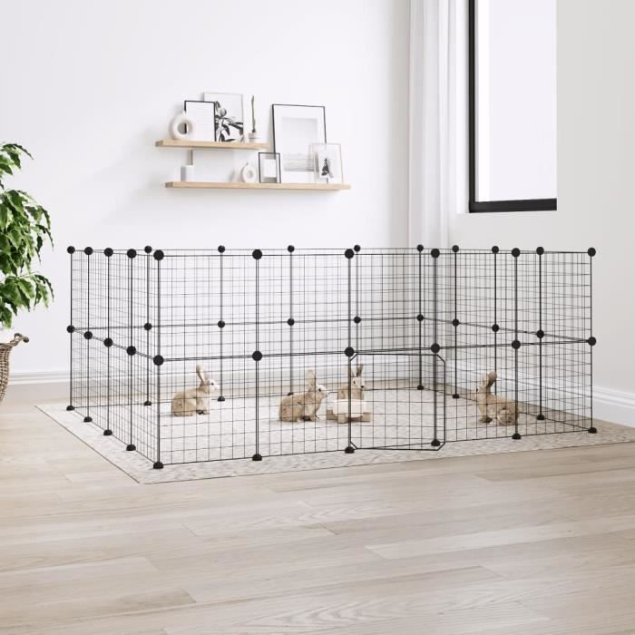 3114039 vidaXL Pet Cage 36 Panels and Door Black 35x35 Cm