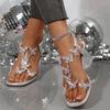 2025 New Summer New Fashion Shoes for Ladies Shiny Butterfly Rhinestone Clear Root Open Toe Sandals for Ladies