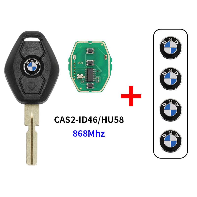 3 Buttons BMW CAS2 Remote Car Stickers Key Fob ID46 PCF7936 Chip 315/433/868MHz Replacement For E90 E60 E63 E83 E85 Uncut Blade BM5