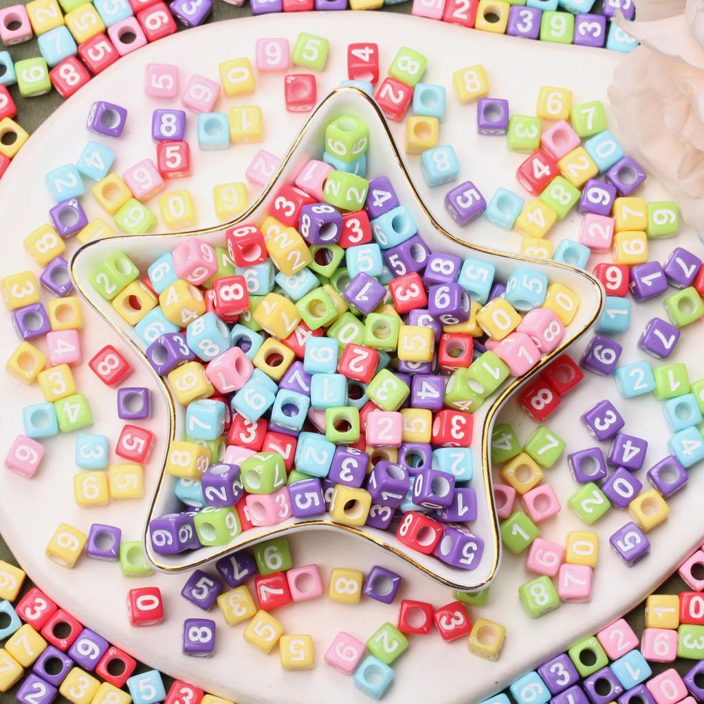 Креативные 80 шт. бисерные аксессуары брелок для изготовления ювелирных изделий квадратные акриловые ручные работы модные кубические бусины ожерелье свободные бусины браслет с цифрами своими руками 5,5 мм