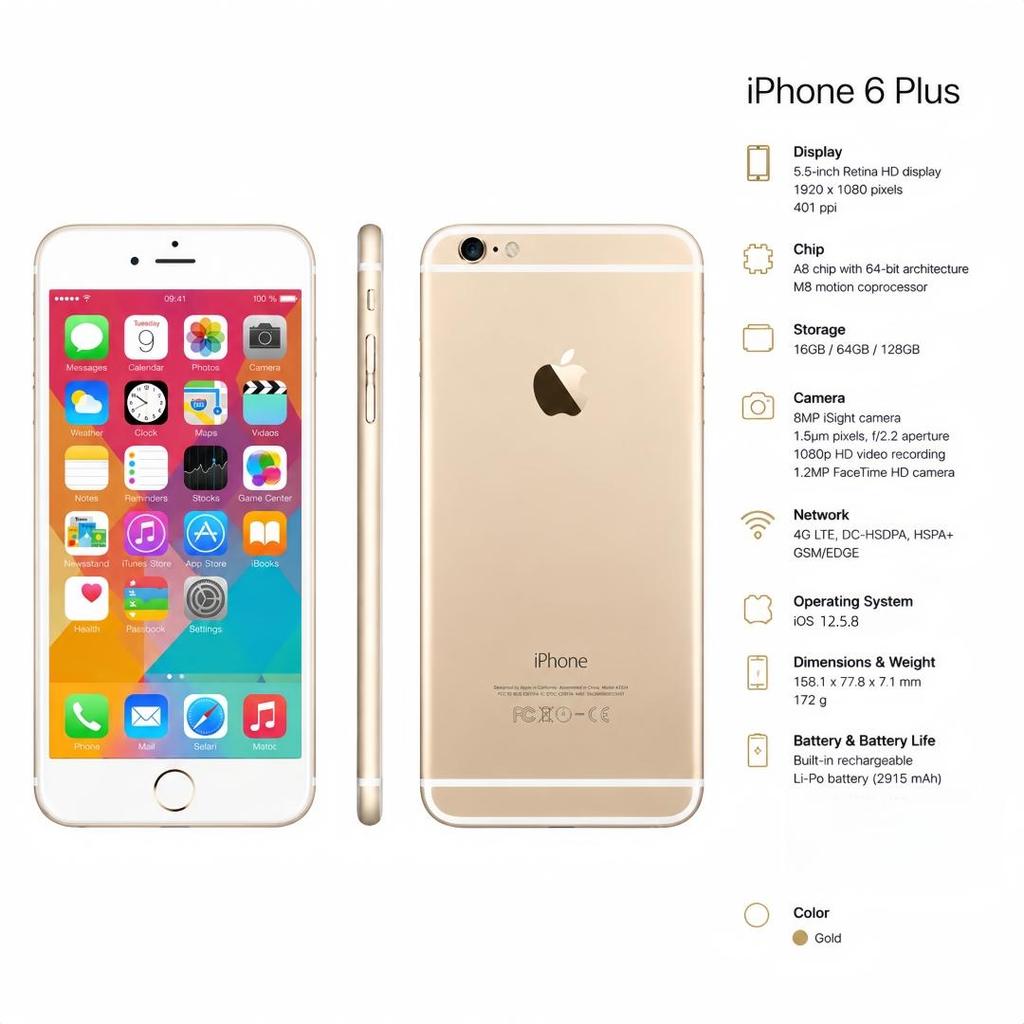 Восстановленный Apple iPhone 6 Plus 128GB Черный/Золотой/Серебристый 5.5" Смартфон с большим экраном Разблокированный Глобальная версия