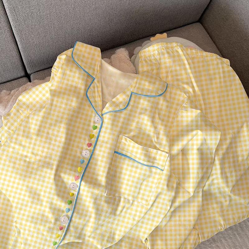 Весна Осень Милый Сетчатый Девочки Пижамный Комплект Длинный Рукав Для Отдыха Пижамы Женщин Свободная Ночная Рубашка Домашняя Одежда Костюм