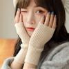 Women's Plush Half-Finger Gloves: Warm Knitted Fingerless Gloves for Autumn and Winter, Perfect for Students and Writing