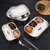 Нержавеющая сталь разделенная обеденная тарелка ланч-бокс с крышкой поднос для фаст-фуда контейнер 2/3/4 секции школьные принадлежности для домашней столовой
