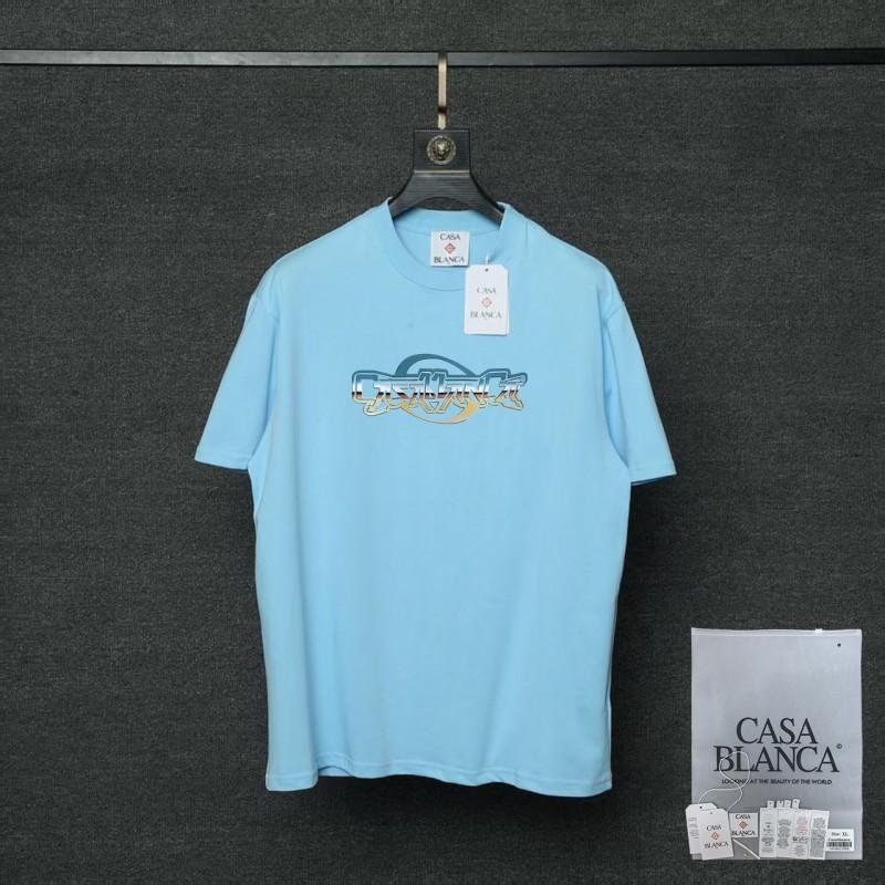 Casablanca Print Oversized Cotton T-Shirt Men Women Breathable Loose Fit Short Sleeve Tee In Multiple Colors