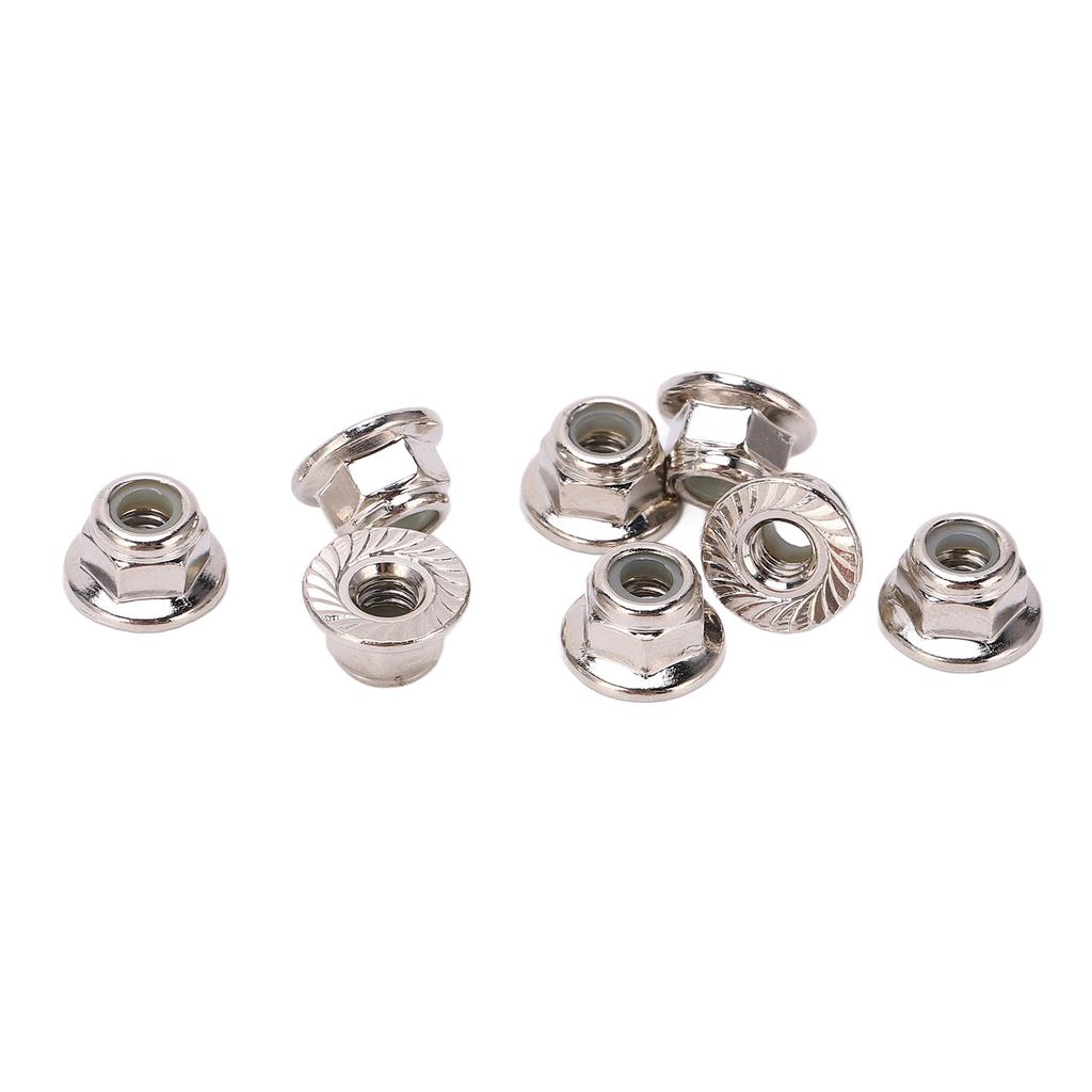 8PCS Metal M4 Wheel Lock Nut Flange Nylon Lock Nuts for Arrma Typhon 110 RC Car PartsSilver