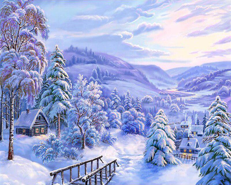 Алмазная вышивка Снежный дом Ремесленный комплект Полный дрель Площадь Новое поступление Алмазная картина Маяк Пляж Цветочный пейзаж Мозаика Украшение дома