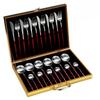 Stainless Steel Thick 24-Piece Set Wooden Box Spray Paint Steak Knife and Fork Spoon Gift Set