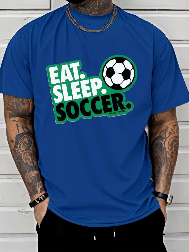 Unisex Black Crew Neck Tee Soccer Football Slogan Print Loose Oversized Short Sleeve Unisexs Streetwear Summer Casual Basic Top