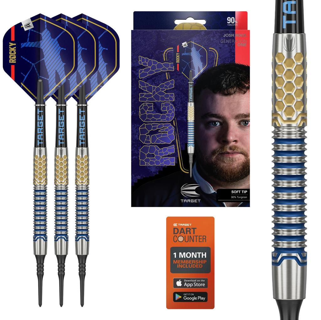 TARGET Darts Josh Rock Gen 1 Soft Tip Tungsten Generation 20G Pixel Tip Darts Player Edition Darts with Black Electronic Soft Tips Darts, 90% Darts,