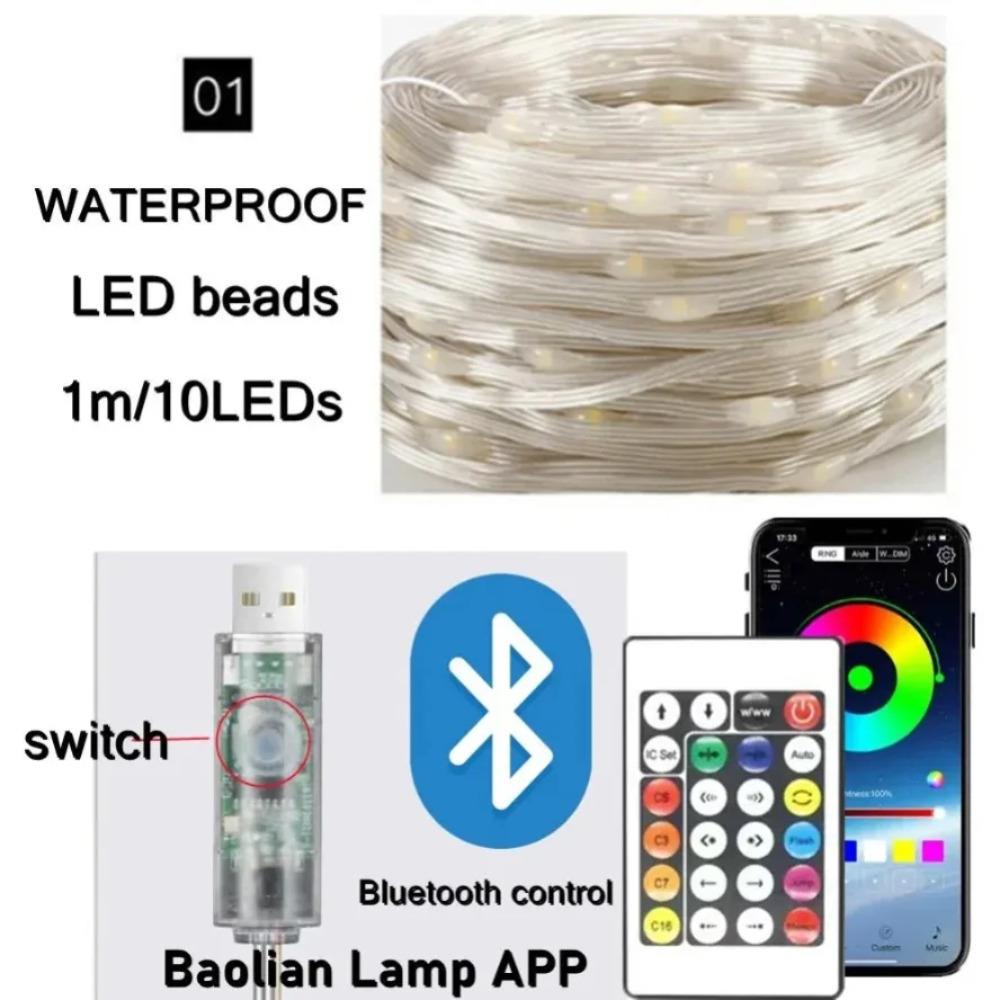 Светодиодная гирлянда Bluetooth USB WS2812B Dreamcolor RGBIC DIY для вечеринки, фестиваля, украшения елки, свадебного декора, гирлянда-лампа