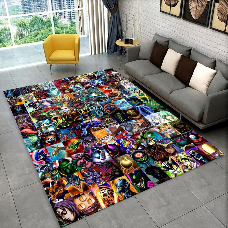 Yu-Gi-Oh Monster Card Cartoon Anime Carpet Rug for Bedroom Living Room Sofa Doormat Home Decor,Kid Game Area Rug Non-slip Gift