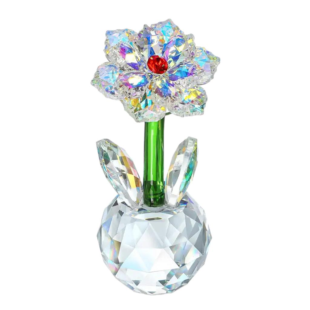 Sunflowers Crystal Figurine Glass Dream Flower Collectible Ornament for Table Centerpieces Decors Valentines Day Present
