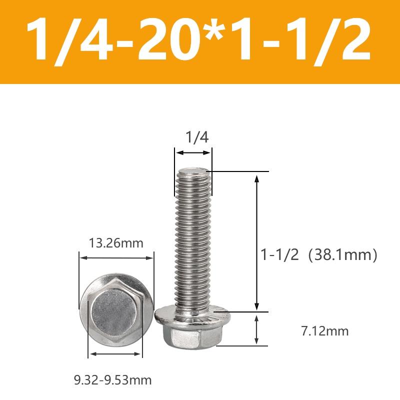 UNC 1/4-20 5/16-18 3/8-16 Болт с шестигранной головкой из нержавеющей стали 304 с зубчатым фланцем и колпачковой головкой с шестигранной шайбой