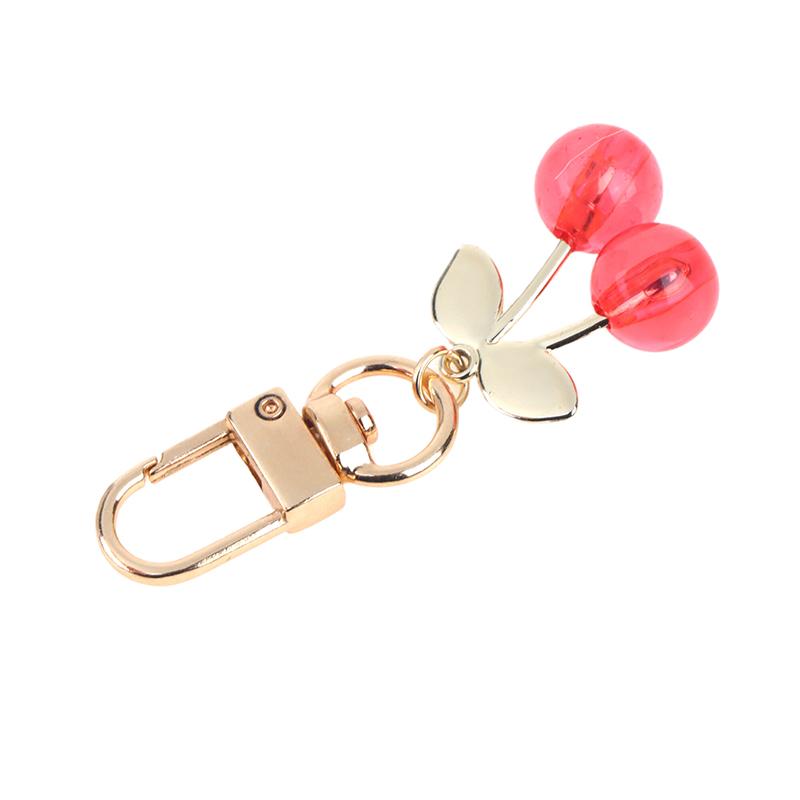 Charm Diy Jewelry Gifts Lovely Cherry Keychain Simulated Fruit Keyring Pendants For Women Girls Handbag Decoration