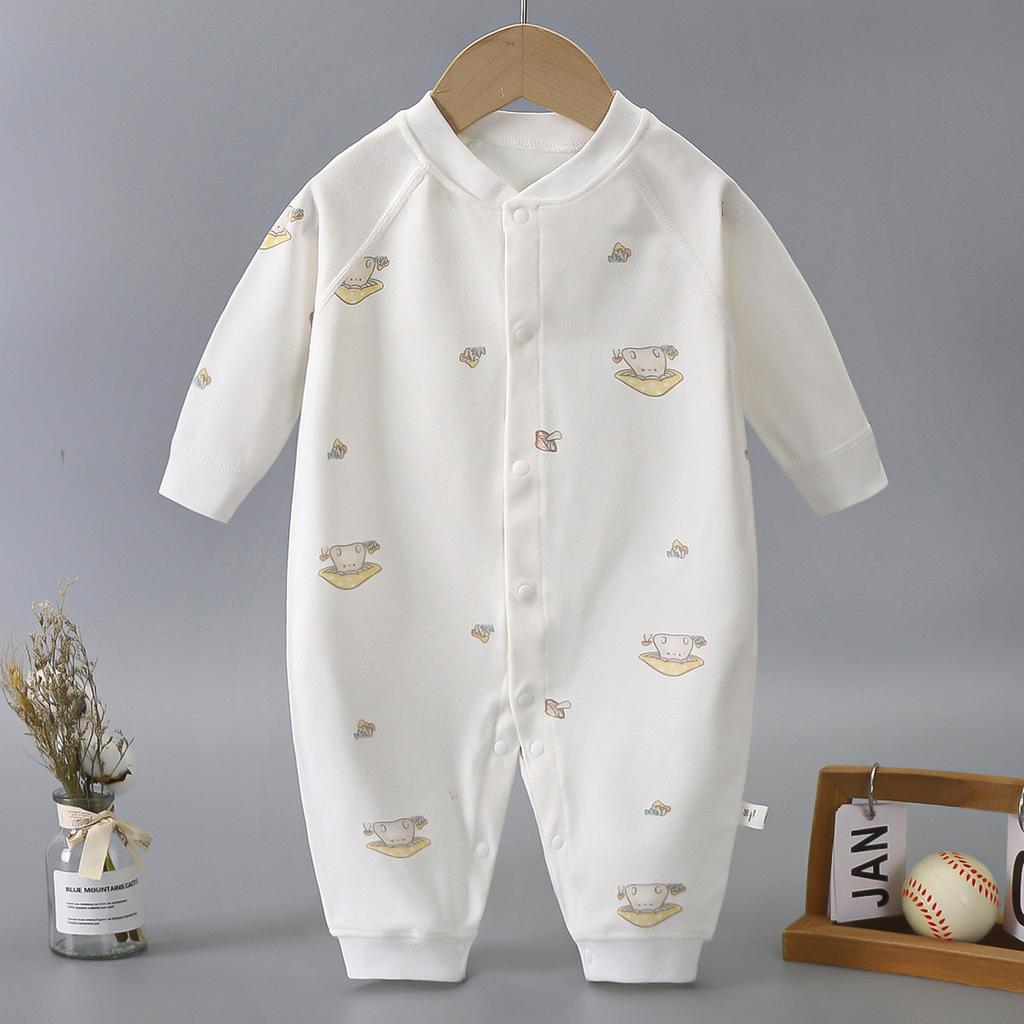KIDDIEZOOM Комбинезоны с длинными рукавами для маленьких мальчиков и девочек, весенне-осенние детские комбинезоны, одежда для ползания из 100% хлопка, однобортная одежда без костей