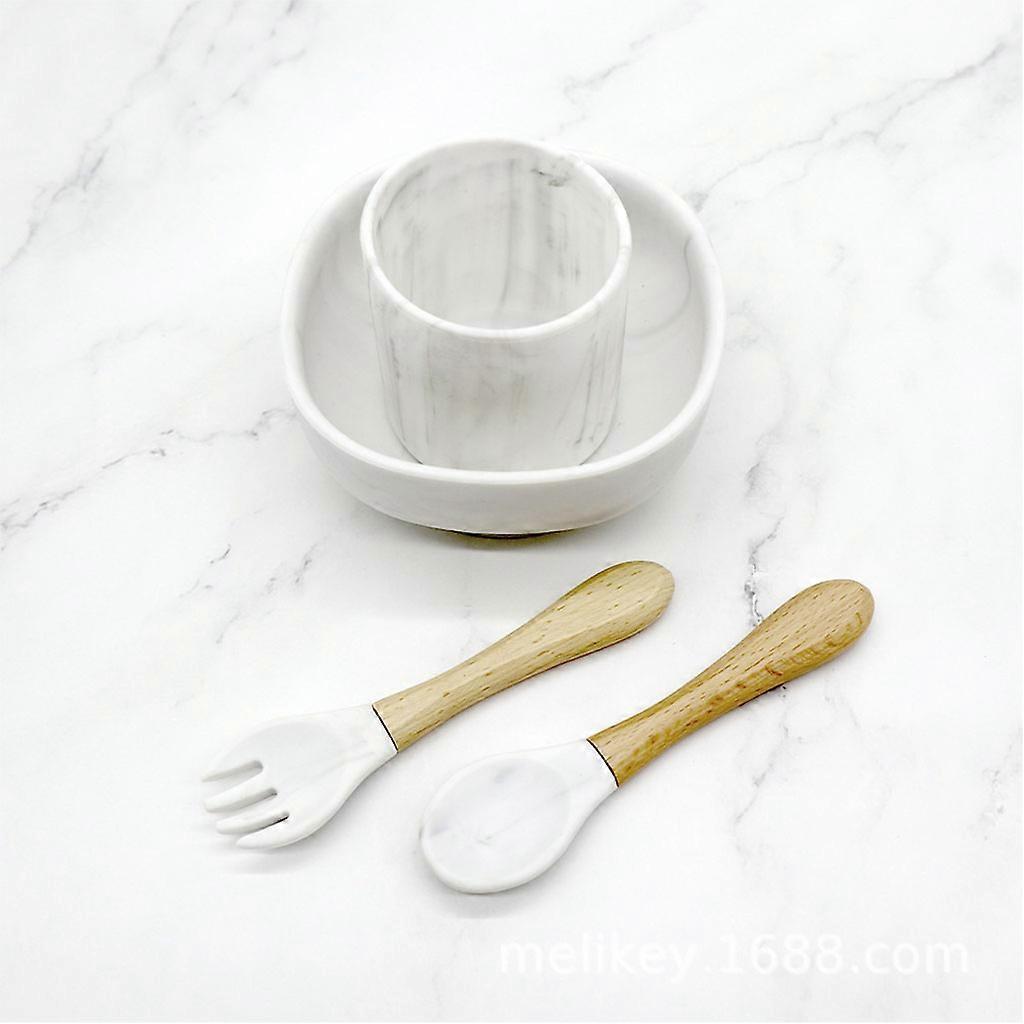 4 Pcs Baby Silicone Suction Bowl Spoon Fork Cup Learning Training Feeding Set Utensil Dishes Tableware for Newborn Toddlers Infants Dinnerware Yellow