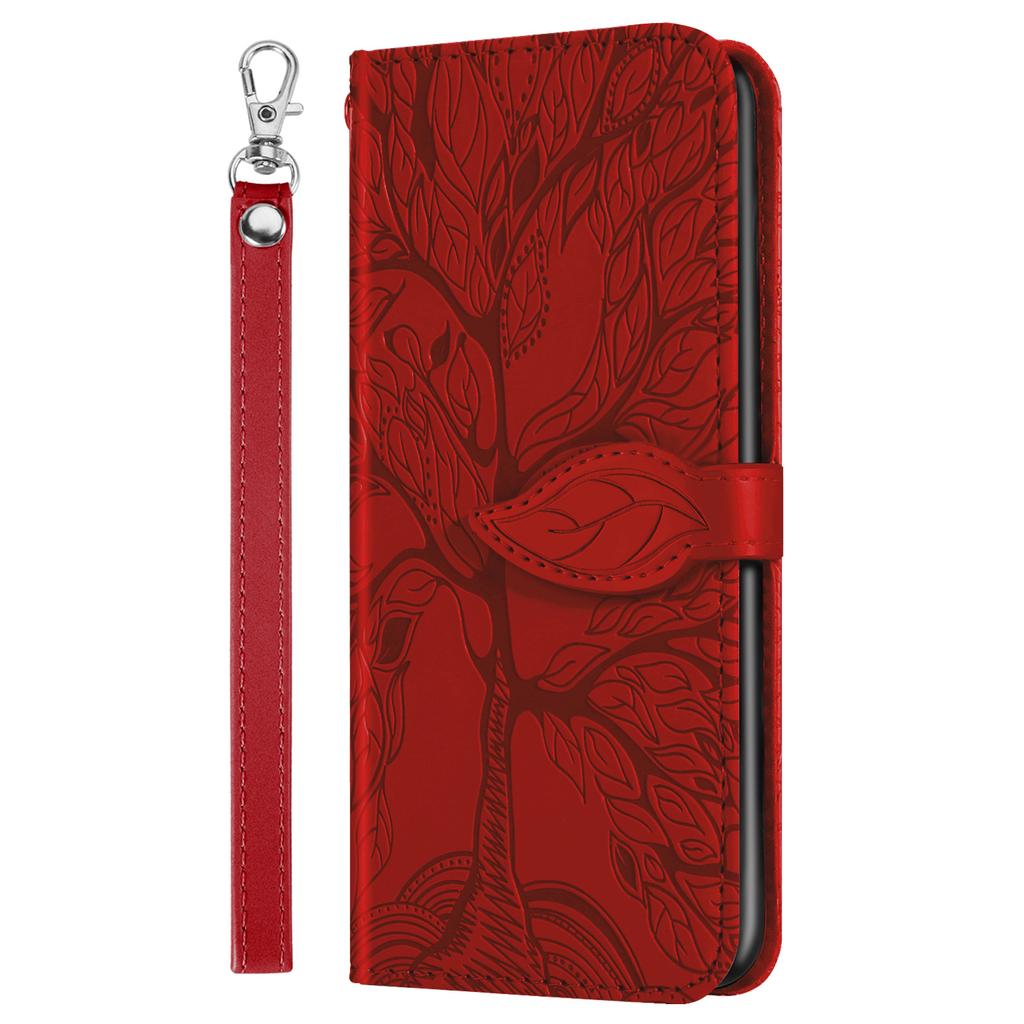 Foreign trade tree of life embossing is suitable for Samsung S23PLUS mobile phone case card holder S22U clamshell leather case A14